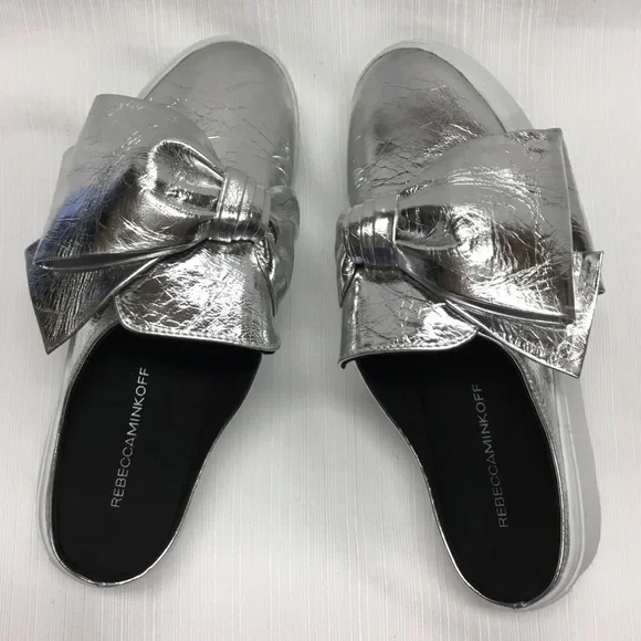 REBECCA MINKOFF New Silver Slide On Shoes - Picture 2 of 7